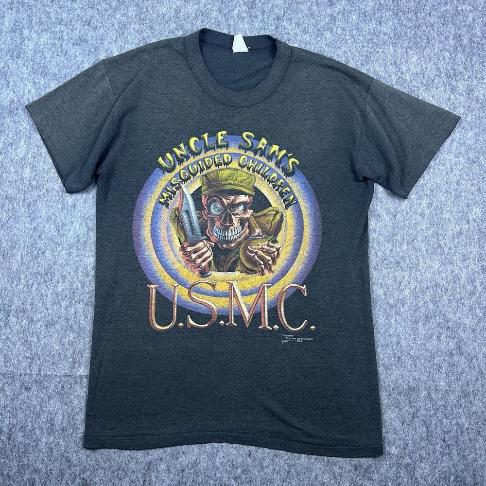 Vtg USMC Men's T-Shirt Uncle Sam's Misguided Children Single Stitch 1991 Size M